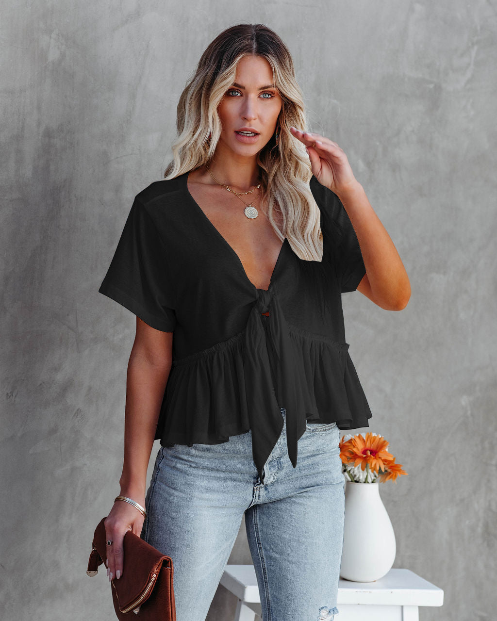 Damen Bluse mit lässigem Schnitt und Raffungen EB