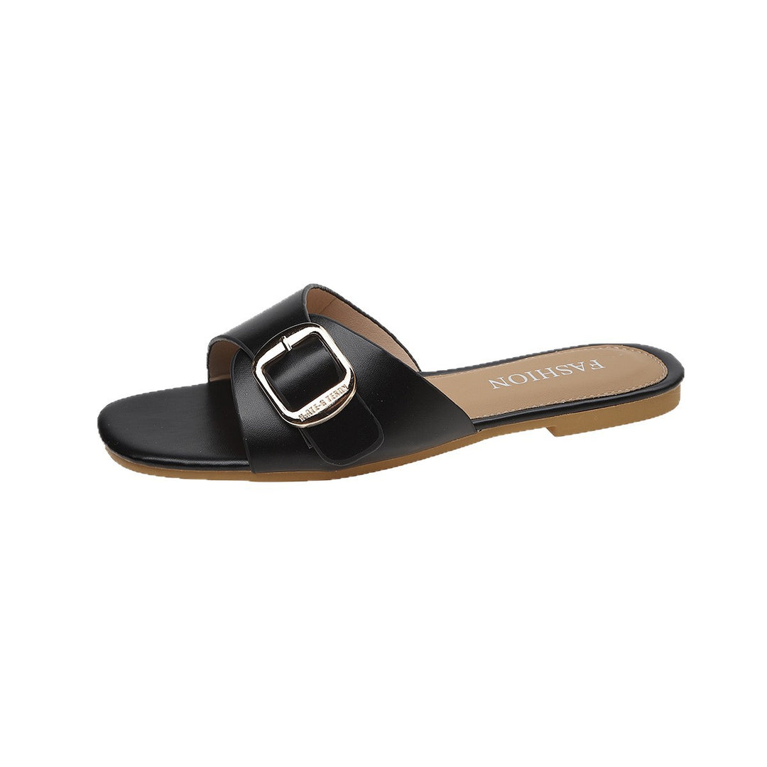 Damen elegante Schlappen mit dekorativer Schnalle EB