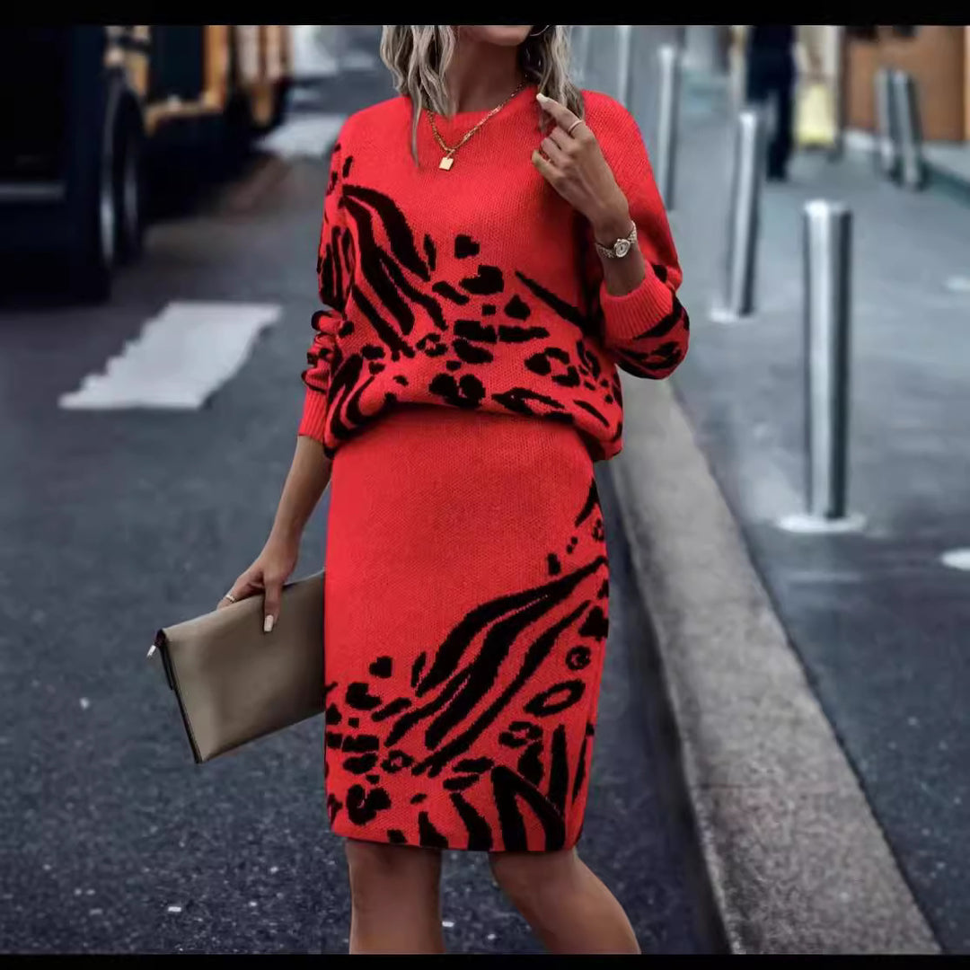 Damen Strickkleid im Leopardenmuster EB