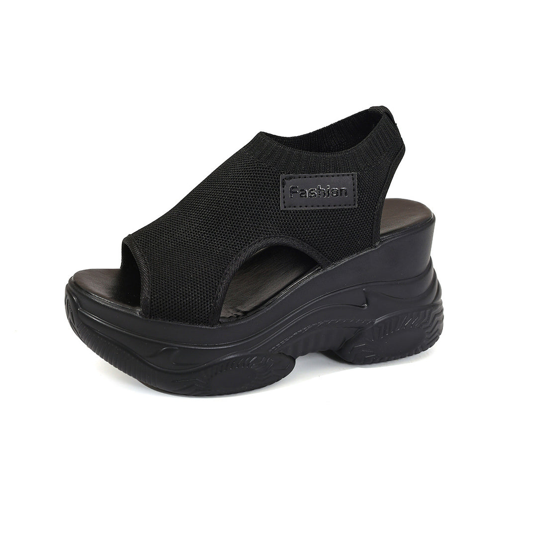 Damen Plateausandalen mit elastischem Oberschuh und modernem Design EB