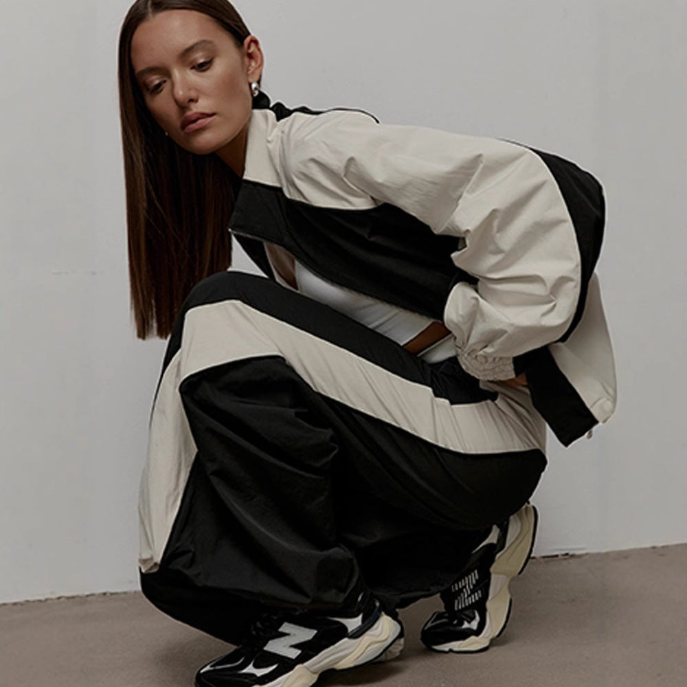 Damen nan sportive Oversize-Trackjacke mit hohem Stehkragen und Raglanärmeln EB