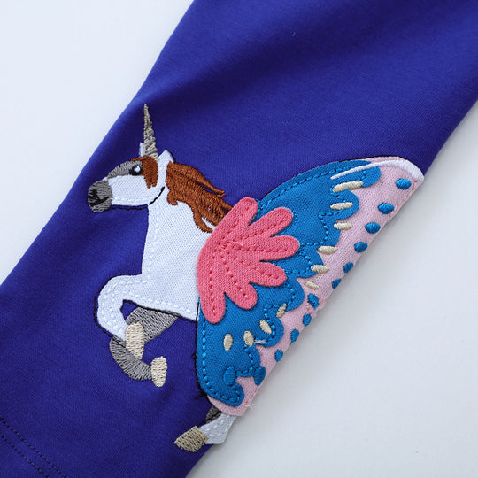 Mädchen Leggings mit zauberhaften Einhorn- und Schmetterlingsapplikationen EB