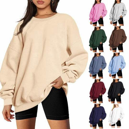 Damen nan Oversize-Sweater mit tiefem Schulterfall und gerippten Bündchen EB