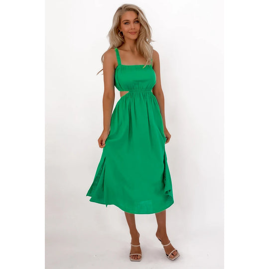Damen Midikleid mit raffiniertem Schnitt und seitlichen Cut-Outs EB