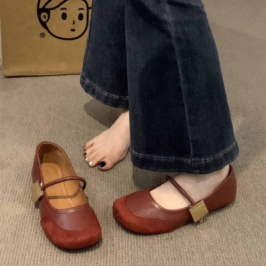 Damen elegante Mary Jane Ballerinas mit modischem Riemchen und bequemer Innenpolsterung EB