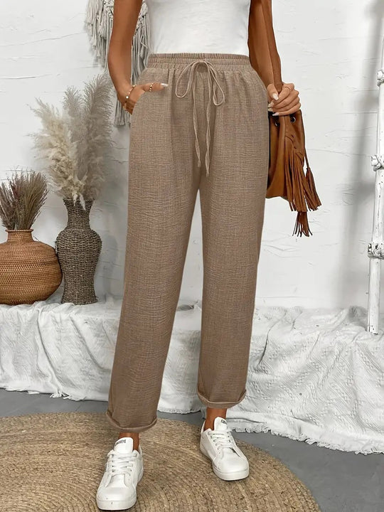 Damen Loungehose mit elastischem Bund und modischen Details EB