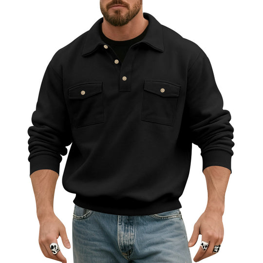Herren Freizeit-Pullover mit praktischen Brusttaschen und modernem Stehkragen EB