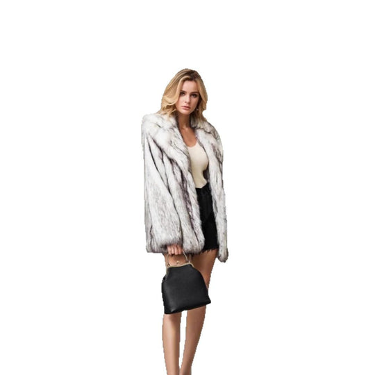 Damen Opulente Kunstpelz-Jacke mit Gürtel EB
