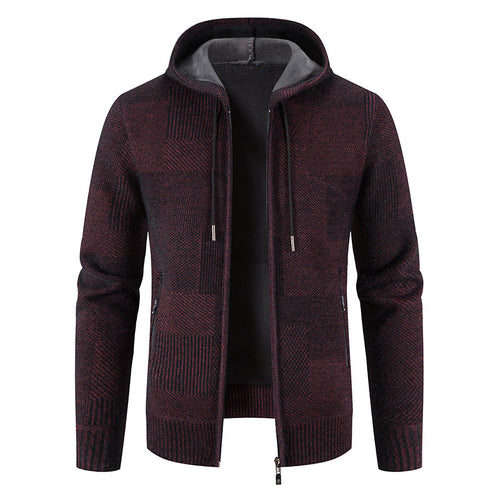 Herren Strickjacke mit Kapuze und modernen Strukturelementen EB