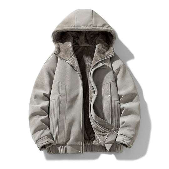 Herren Kapuzenjacke mit Teddyfutter und Kunstveloursoptik EB