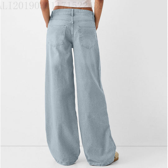 Damen Weite Jeans mit hoher Taille und klassischen Taschen EB