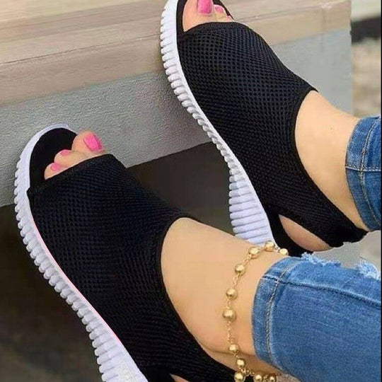 Damen nan atmungsaktive Netzstoff-Sandalen mit offener Zehenpartie und flexibler Fersenlasche EB