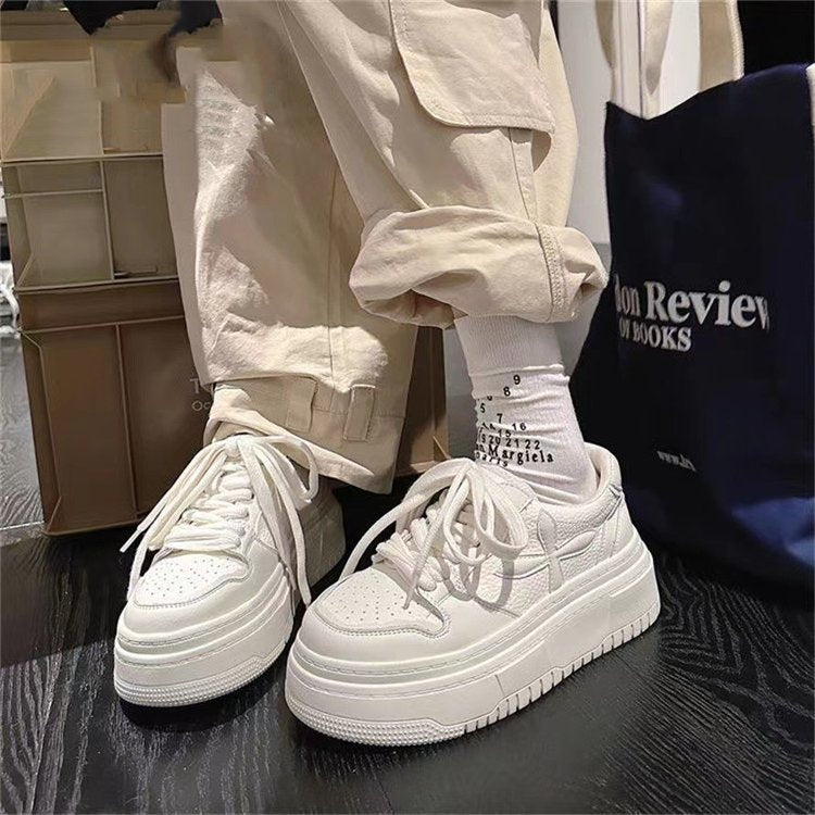 Damen modische Plateau-Sneaker mit trendigem Design und rutschfester Sohle EB