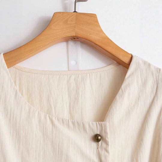 Damen Elegantes Wickeloberteil mit Knopf- und Schleifendetails EB
