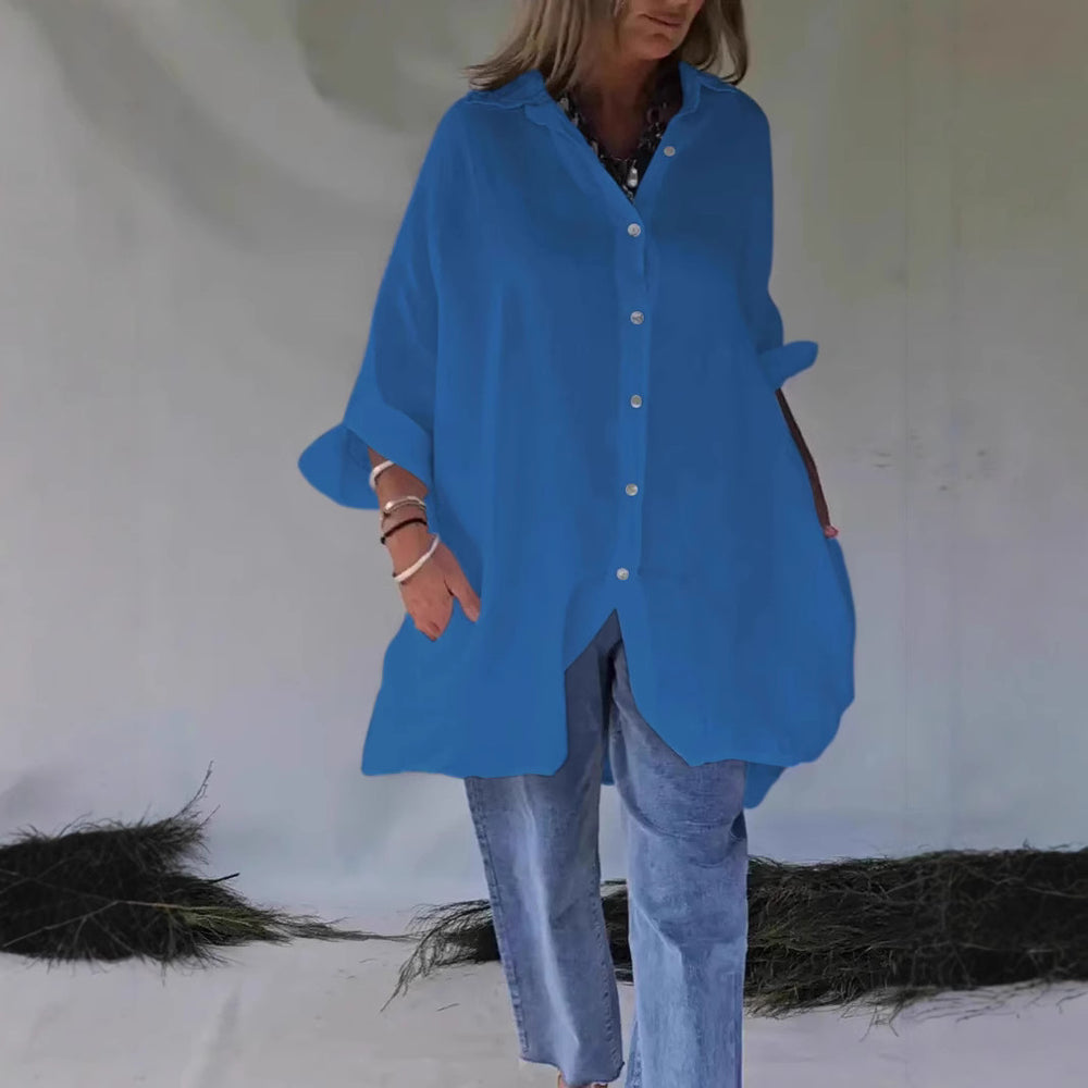 Damen lässiges Blusenkleid mit modischem Knopfverschluss EB