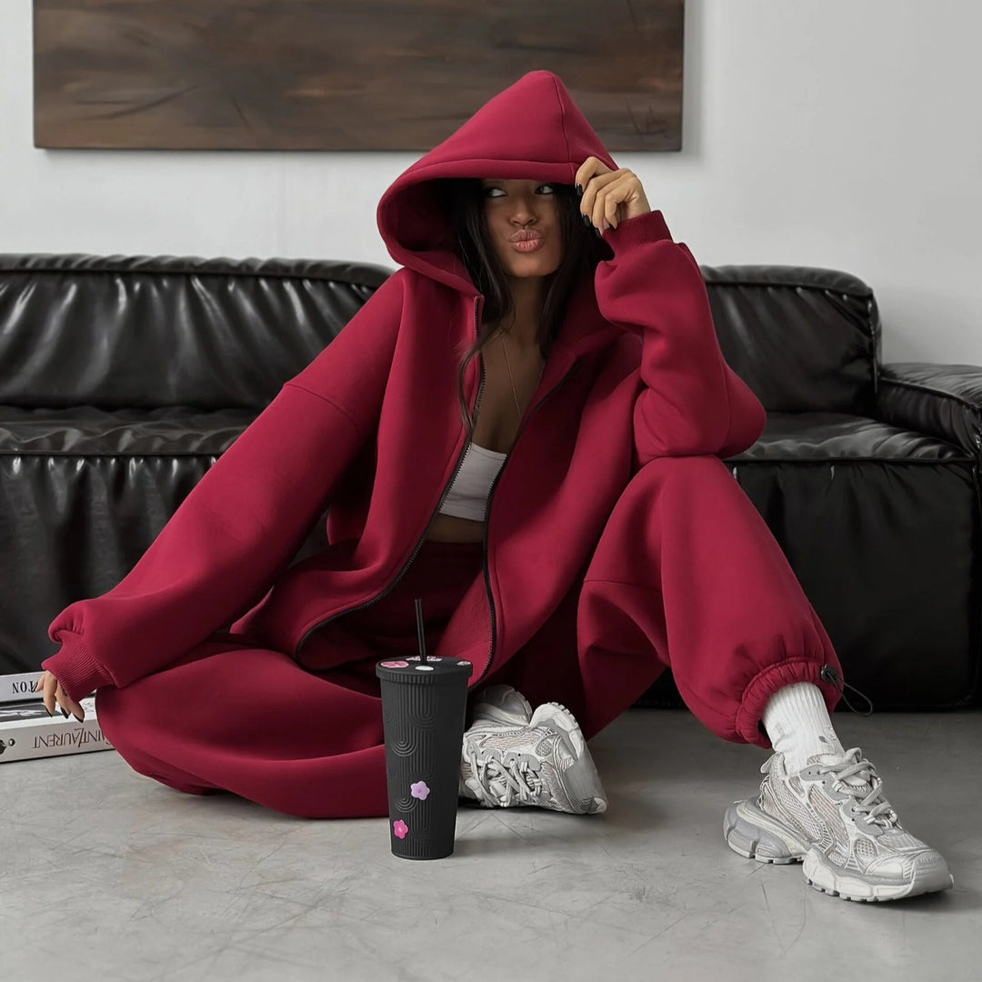 Damen Oversize-Kapuzenjacke mit verdecktem Reißverschluss und komfortabler Scuba-Optik Eichborn Berlin