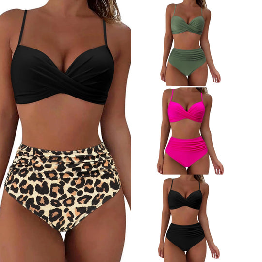 Damen High-Waist Tierdruck-Bikini-Set EB