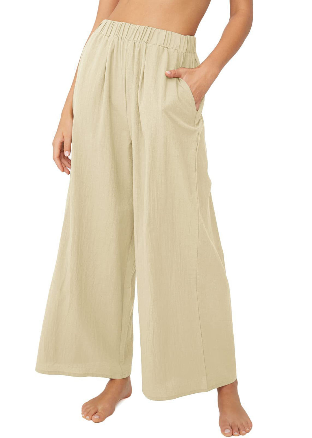 Damen Weit geschnittene Sommerhose mit elastischem Bund und praktischen Seitentaschen EB