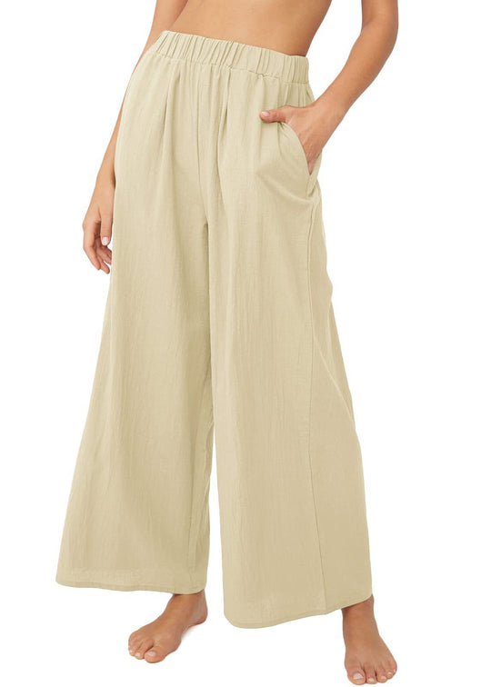 Damen Weit geschnittene Sommerhose mit elastischem Bund und praktischen Seitentaschen EB