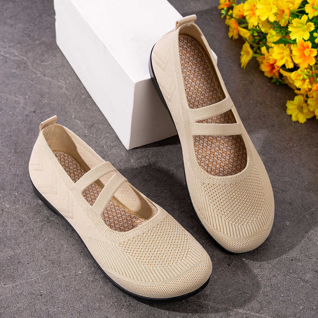 Damen Komfortable Ballerinas mit elastischen Riemen EB