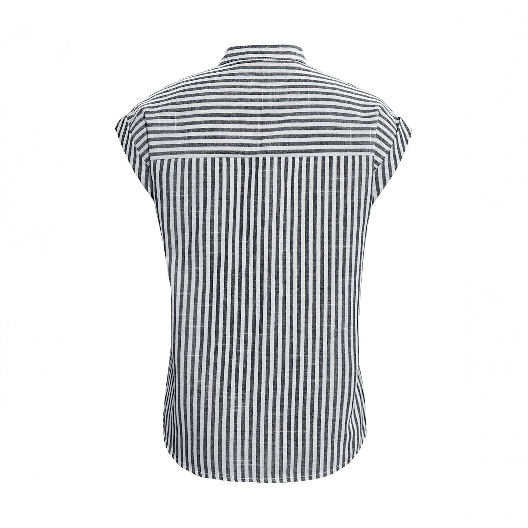Damen lässige Hemdbluse mit feinem Streifenmuster und Knopfdetail EB