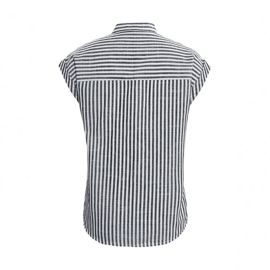 Damen lässige Hemdbluse mit feinem Streifenmuster und Knopfdetail EB