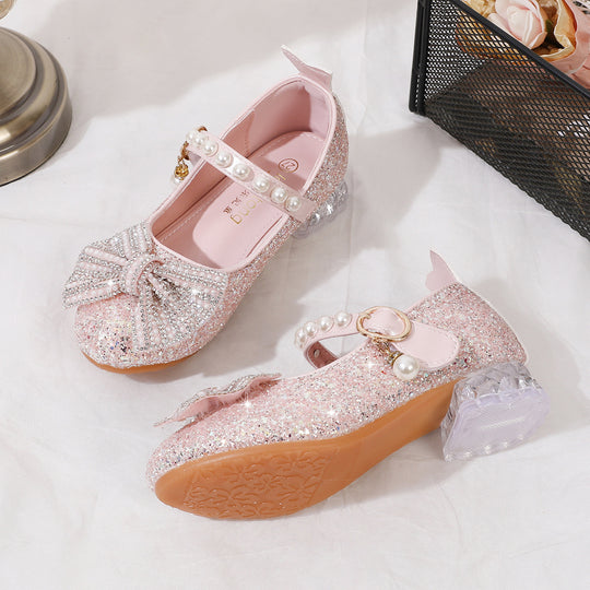 Damen Glitzernde Ballerinas mit Perlenverschluss EB