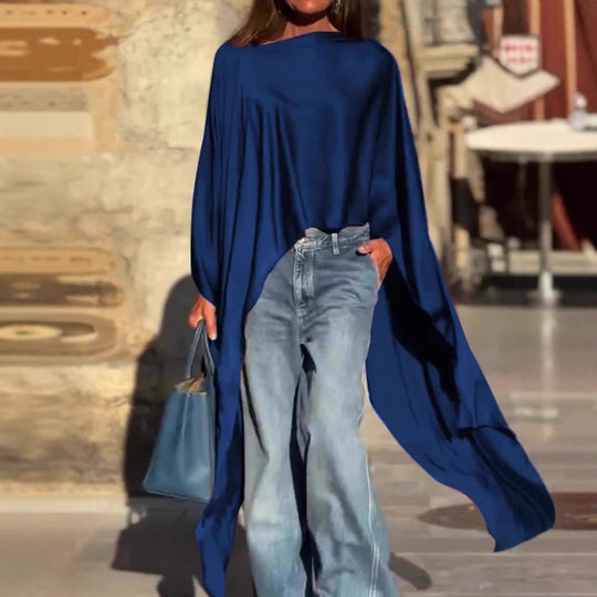 Damen luftige Tunika mit asymmetrischem Schnitt EB