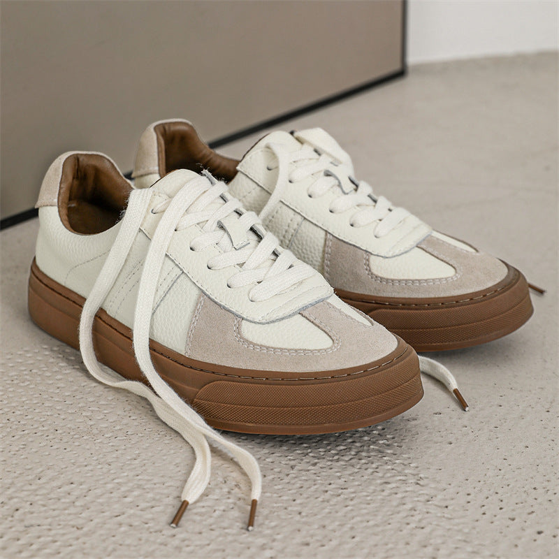 Damen Trendige Freizeit Sneakers mit hochwertiger Leder- und Wildleder-Kombination EB
