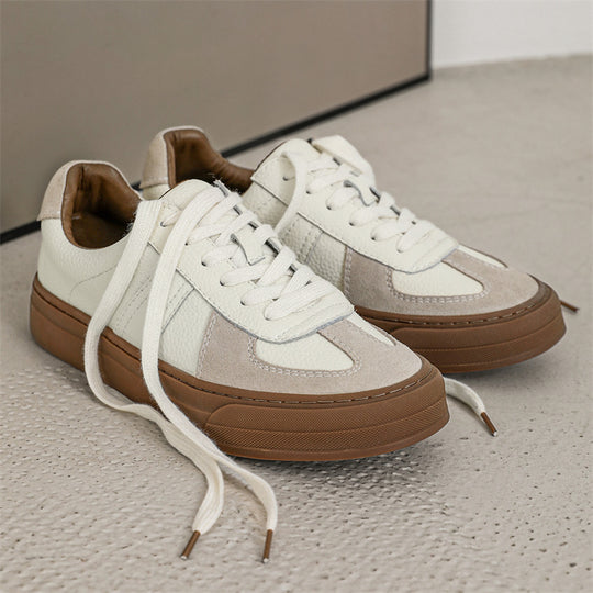 Damen Trendige Freizeit Sneakers mit hochwertiger Leder- und Wildleder-Kombination EB
