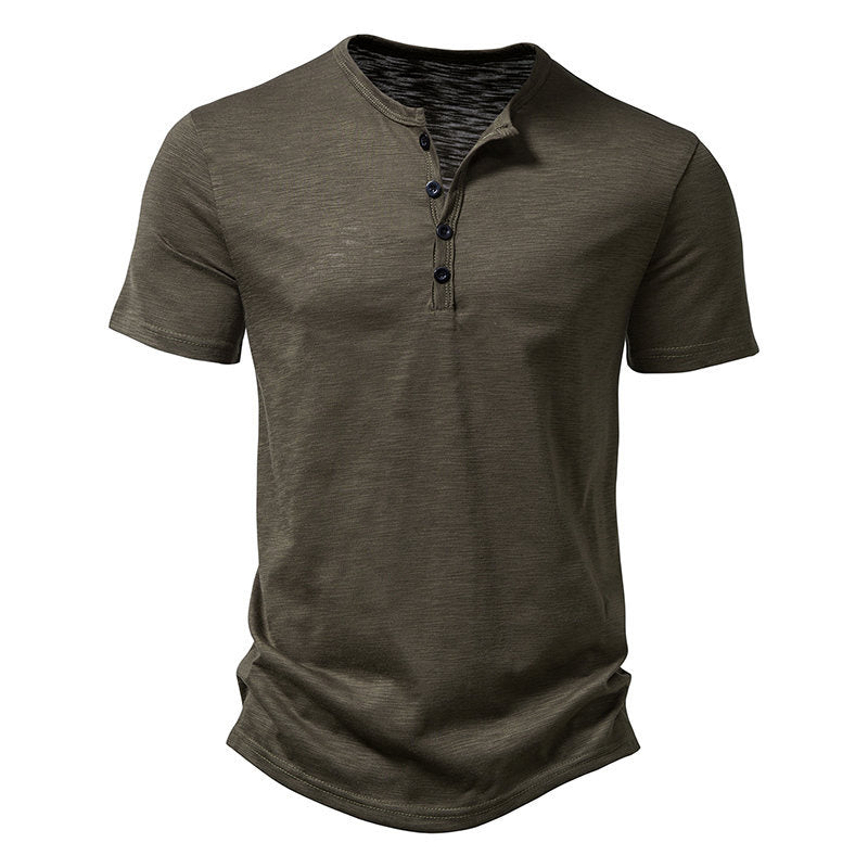 Herren Kurzarm-Henley-Shirt mit klassischem Knopfdesign EB