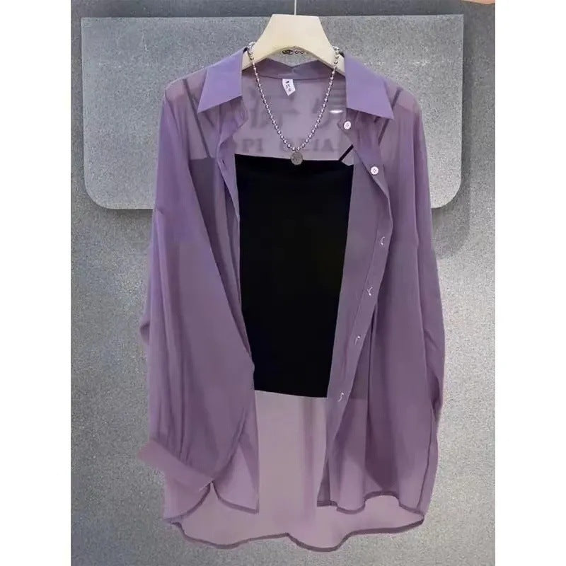 Femme Transparente Knopf-down Geschichtete Tunika EB