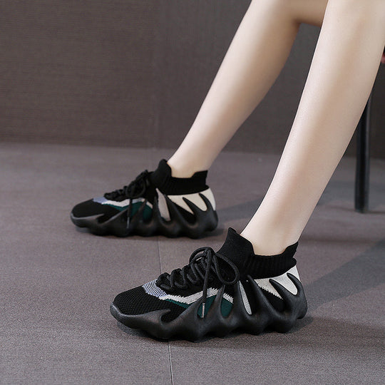 Damen Sneaker mit elastischem Strickoberteil und stoßdämpfendem Sohlenprofil EB