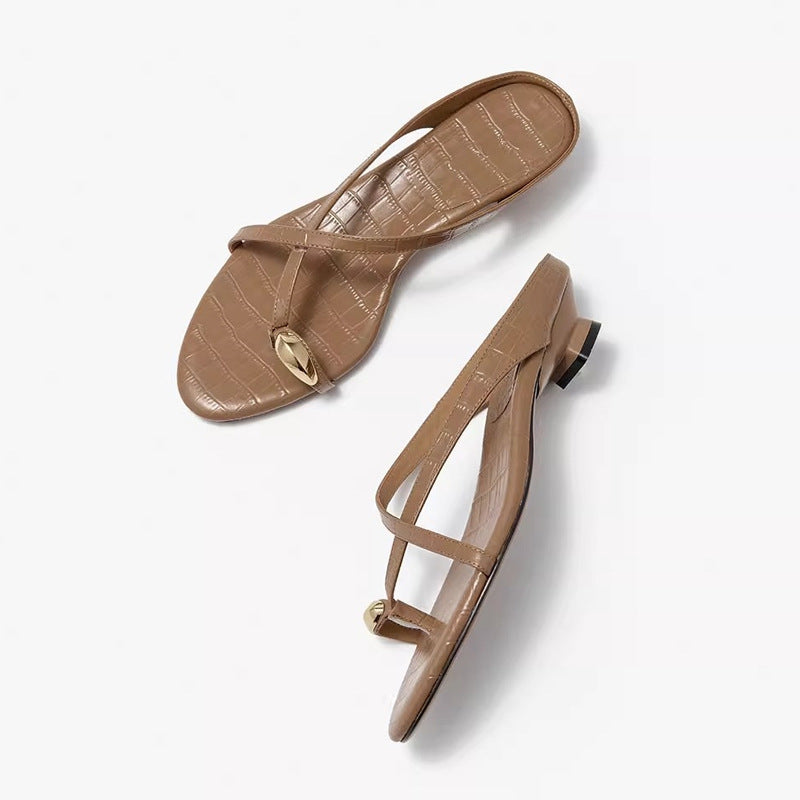 Damen Elegante Riemensandalen mit modischem Kettenakzent EB