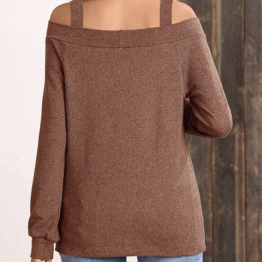 Damen Off-Shoulder Pullover mit modischen Trägern EB