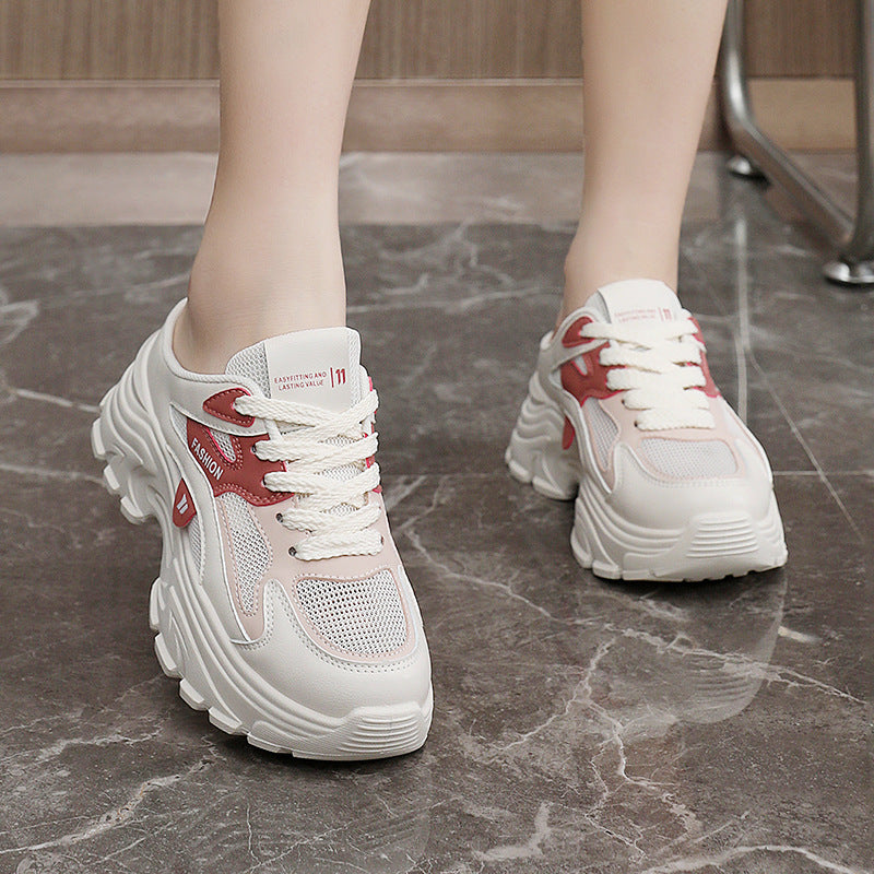 Damen modische Chunky Sneaker mit atmungsaktiver Mesh-Oberfläche und stabiler Dämpfung EB