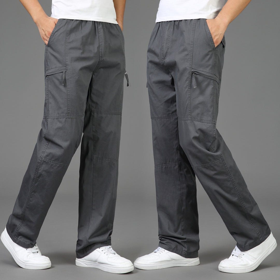Damen lockere Cargo-Hose mit elastischem Bund, Mehrfachtaschen und Knieabnähern EB