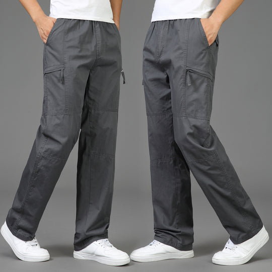 Damen lockere Cargo-Hose mit elastischem Bund, Mehrfachtaschen und Knieabnähern EB