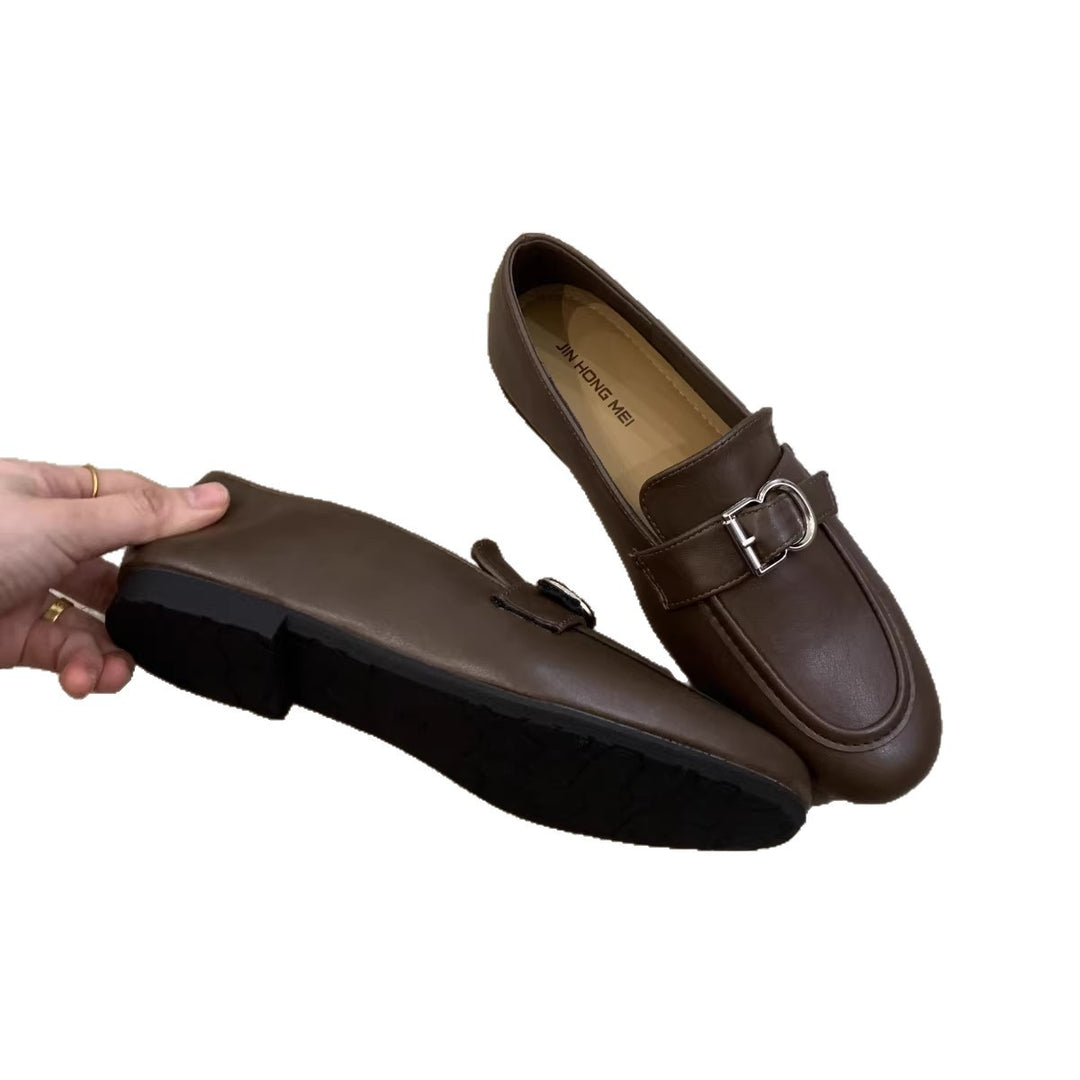 Damen elegante Mokassins mit dekorativem Schnallenverschluss EB