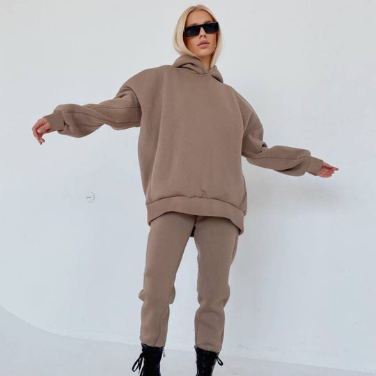 Damen nan oversized Kapuzen-Loungewear-Set mit extragroßer Kapuze und taillierter Jogginghose EB