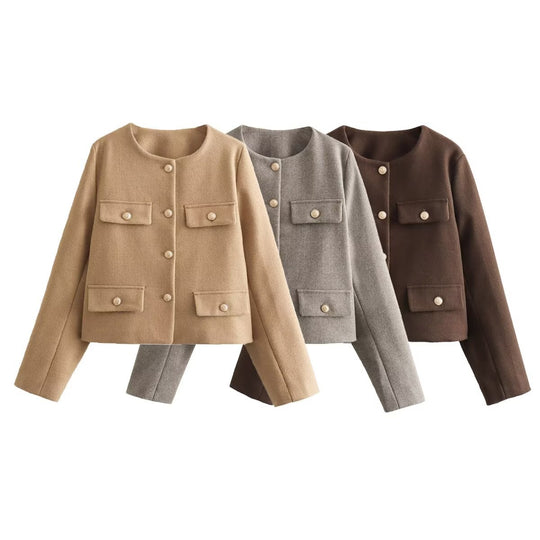 Damen Übergangsjacke mit klassischen Knopfdetails und praktischen Pattentaschen EB