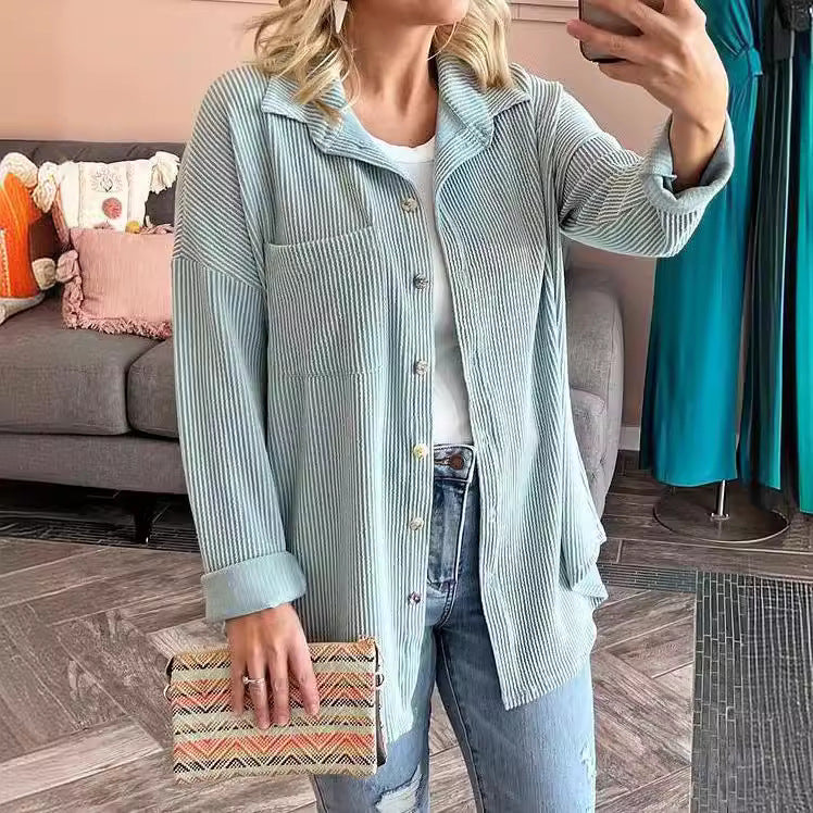 Damen lässige Strickjacke mit Knopfleiste EB