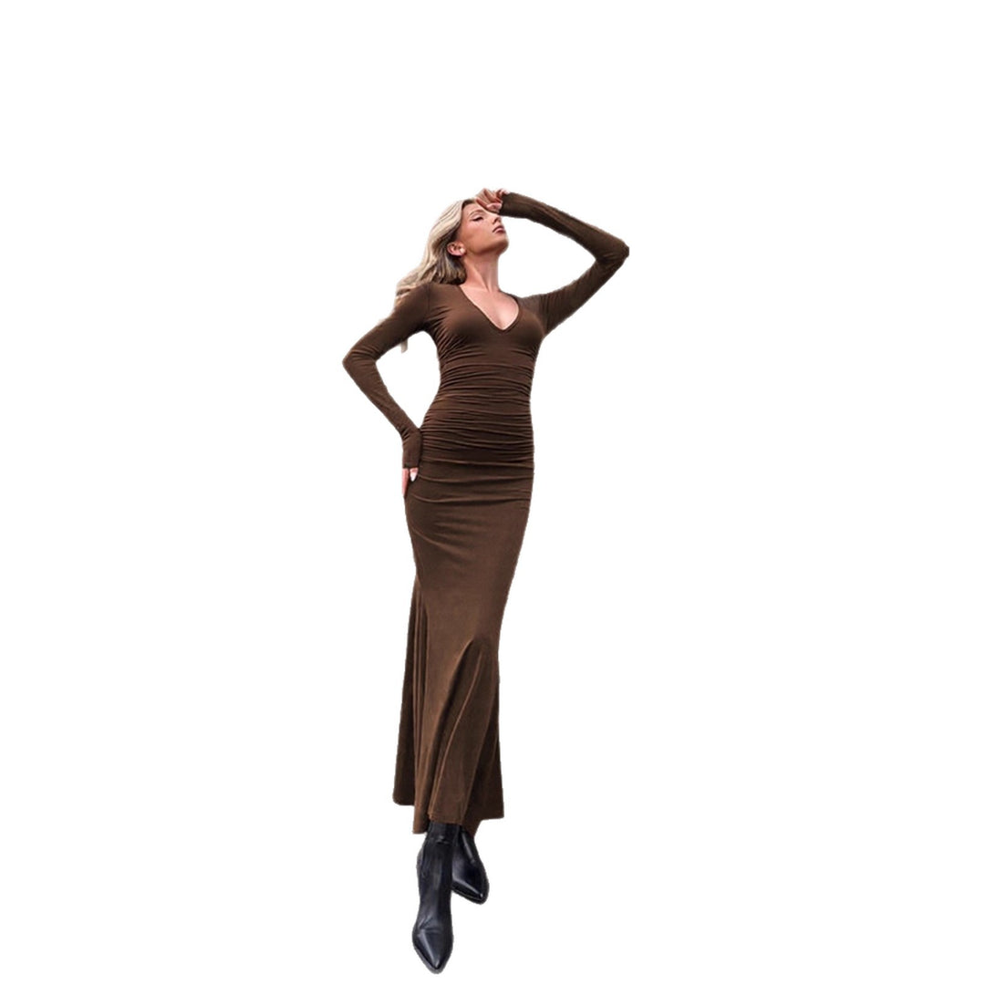 Damen elegantes Midi-Kleid aus hochwertigem Velours EB