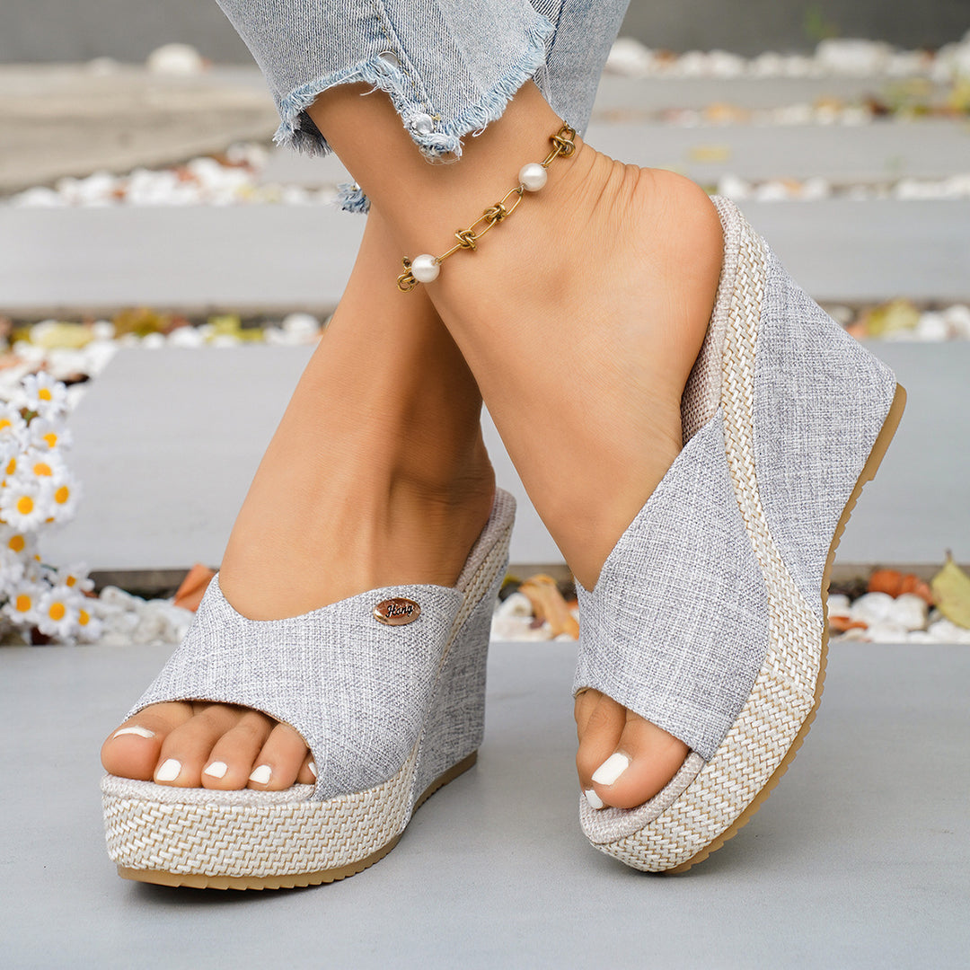 Damen Wedge-Pantoletten mit offenem Zehenbereich und hochgezogener Sohle EB