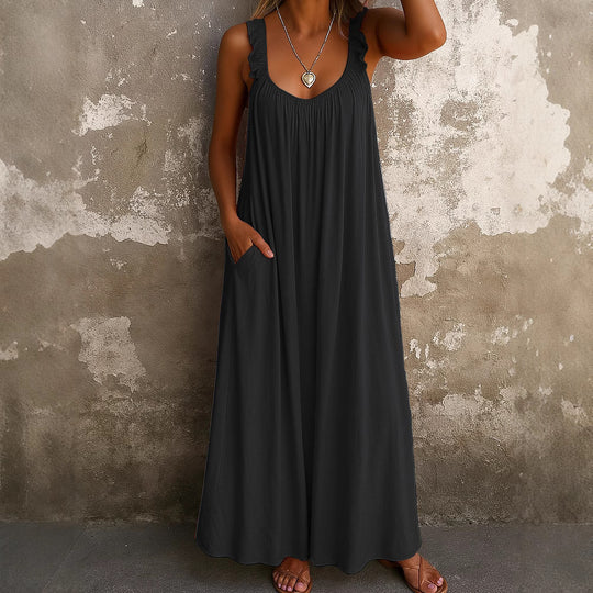 Damen Maxi-Kleid mit trägerloser Passform und luftiger Silhouette EB