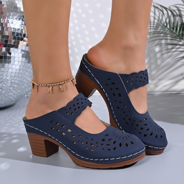Damen Offene Mules mit filigranem Schleifenakzent EB