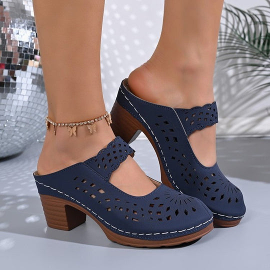 Damen Offene Mules mit filigranem Schleifenakzent EB