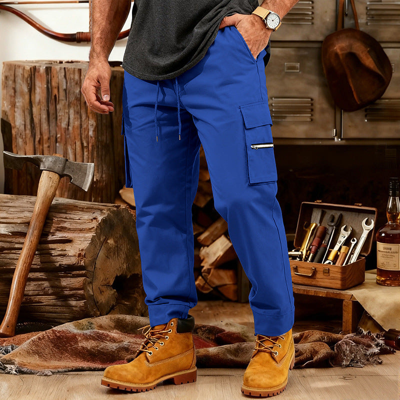 Herren Cargo-Jogginghose mit Multifunktionalen Reißverschluss-Taschen & Elastischem Bündchen EB