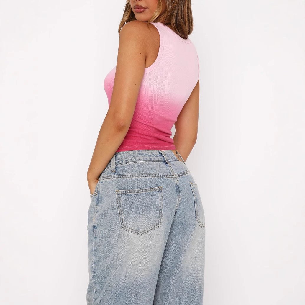 Damen Fitness-Tanktop mit modernem Farbverlauf und figurbetontem Schnitt EB