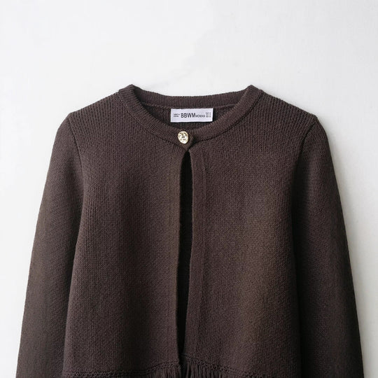 Damen trendige Fransenstrickjacke EB